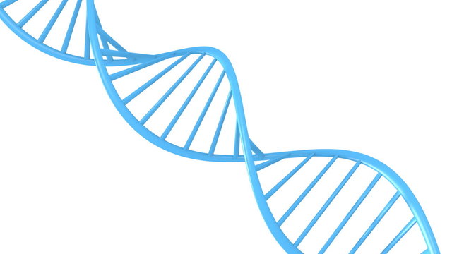 Genetic data string concept of a blue double helix DNA molecule