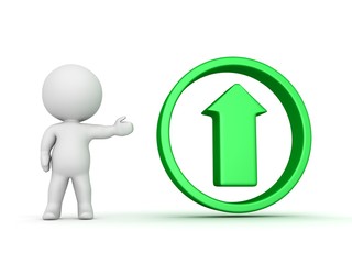 3D Character Showing Upload Icon
