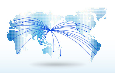 世界地図・ドット・グローバル・ネットワークイメージ・World map Vector