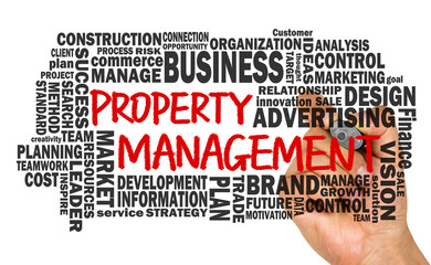 property management with related word cloud handwritten on white