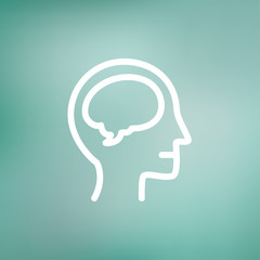 Human head with brain thin line icon