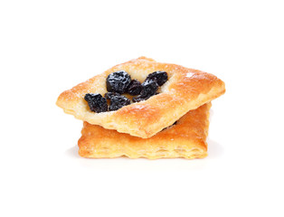 cracker with raisins isolated on white