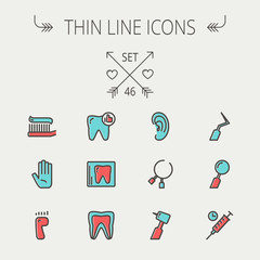 Medicine thin line icon set