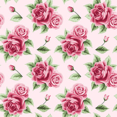 Fototapeta premium Vintage seamless pattern with roses