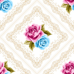 Vintage seamless pattern with roses