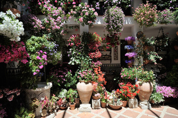 Fototapeta na wymiar courtyard decorated with flowers, Cordoba, Spain