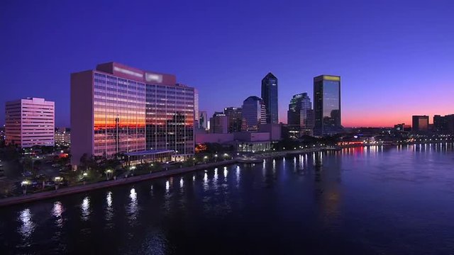 Jacksonville, Florida, USA skyline footage.