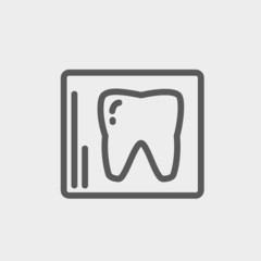 Tooth protected by a glass thin line icon