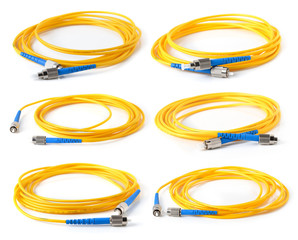 Fiber optic cable on white background