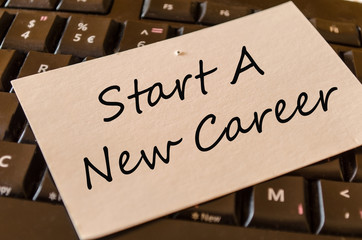 Start a new career Concept on keyboard note