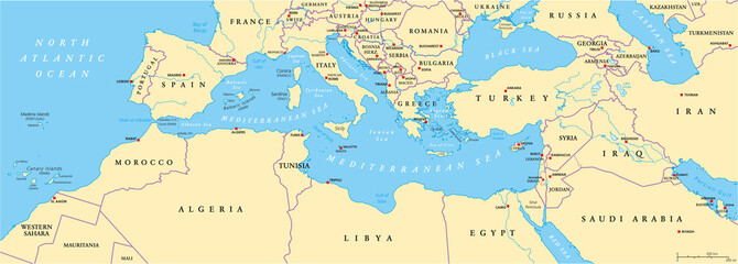 Mediterranean Basin Political Map