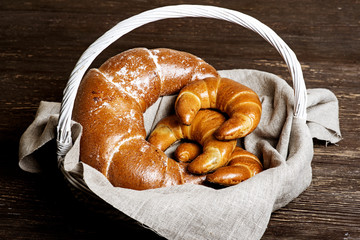 Fresh and tasty croissants 