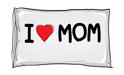 i love mom-pillow cute art