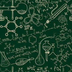 Old chemistry laboratory seamless pattern Vintage vector