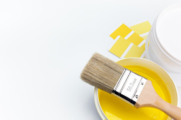 brush over can of yellow paint