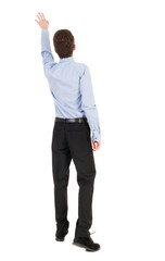 Back view of pointing business man.