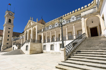 Facade of main square of university of Coimbra, Portugal.