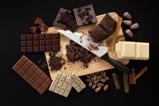 Chocolate handmade candies on a kitchen table