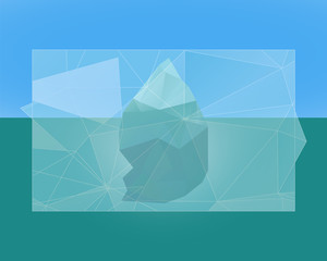 Polygonal iceberg poster, banner and flyer.  Vector - low poly