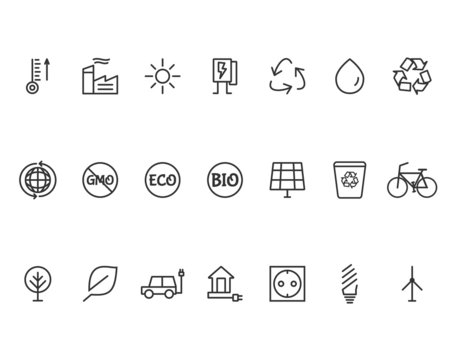Ecology Line Icons Set