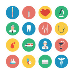 Fototapeta premium Flat icons set of medical equipment.