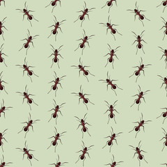 Seamless colorful background made of  ants in flat simple design