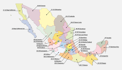 Fototapeta premium mexico postal code areas map