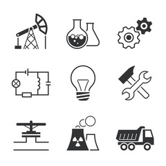 Industry simple vector icon set
