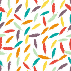 Seamless colorful background made of feathers