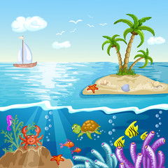 Summer postcard with island