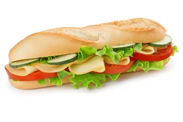 Fototapeten Sandwich mit Käse, Tomaten, Gurken und Salat © Paulista