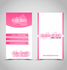 Fototapeta premium Business card set template. Pink and white color.