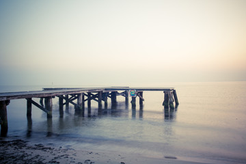 Sunrise at the pier in Sopot, Poland.