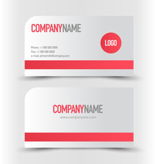 Business card set template. Red and silver color. 