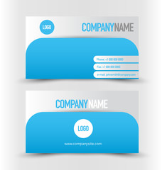 Business card set template. Blue and silver color.
