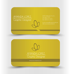 Business card set template. Gold color.