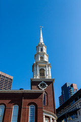 Clock Under Steeple in Boston