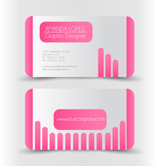 Business card set template. Pink and grey color.