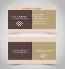Business card set template. Brown color.
