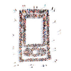 people in the shape of audio player.