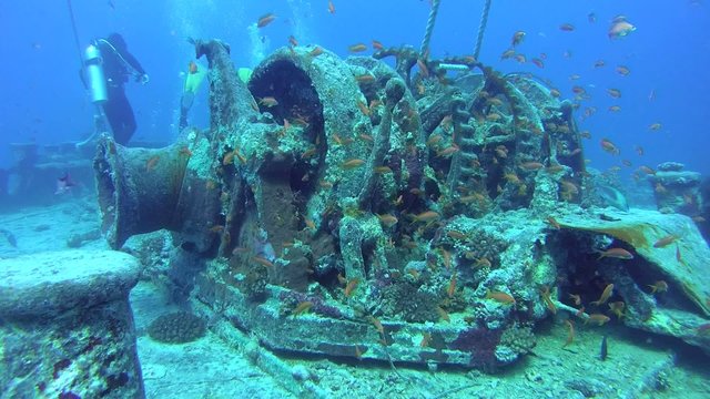 winch mechanism on shipwreck SS Thistlegorm 
