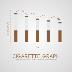 Cigarette graph flat, life and age concept