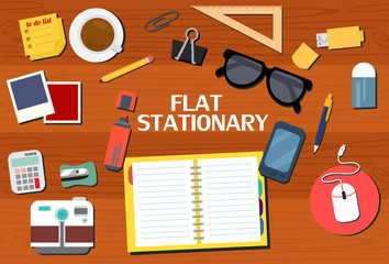 Flat Style Stationary Vector Set