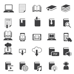 School Online, E-Learning, E-Book, Book Icons Set