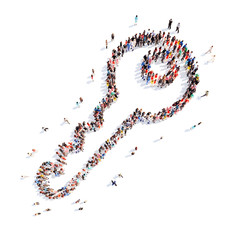 people in the shape of a key.