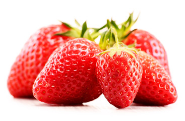 Fresh organic strawberries isolated on white background
