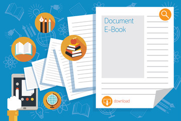 Hand and Tablet with Documents and Icons