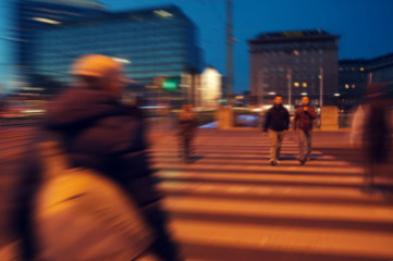 Center of Vienna Pedestrian crossing at the evening time