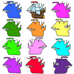 sailboats doodle vector