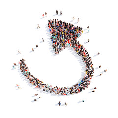 People in the form of arrows.